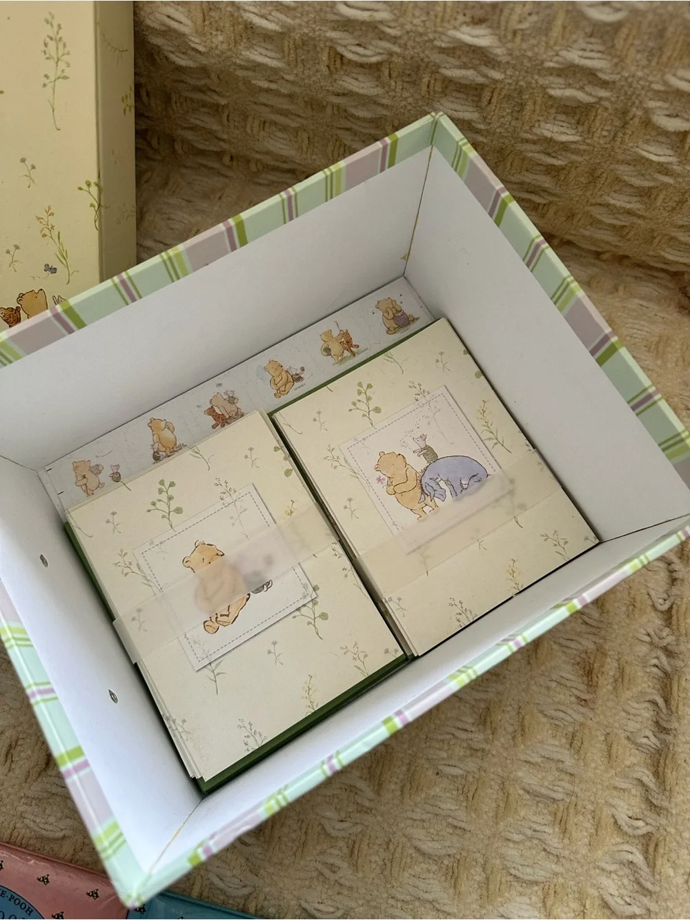 Classic Winnie the Pooh Stationary Keepsake box- Envelopes, cards, and stickers